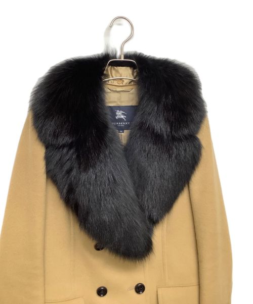 BURBERRY LONDON（バーバリーロンドン）BURBERRY LONDON (バーバリーロンドン) ファー付ウールカシミヤコート キャメル サイズ:38の古着・服飾アイテム