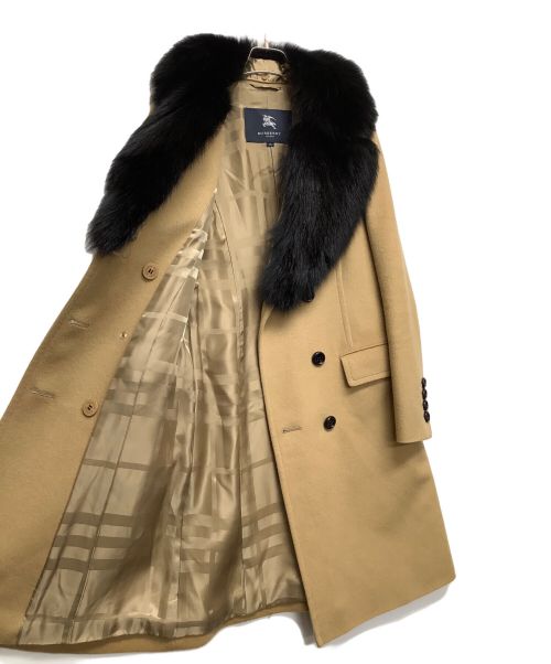 BURBERRY LONDON（バーバリーロンドン）BURBERRY LONDON (バーバリーロンドン) ファー付ウールカシミヤコート キャメル サイズ:38の古着・服飾アイテム