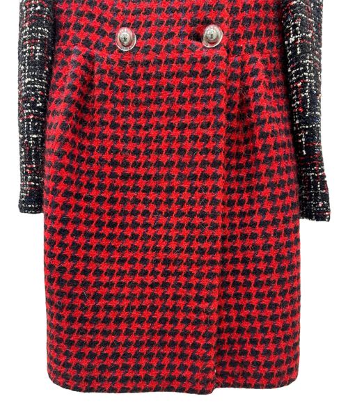 CHANEL（シャネル）CHANEL (シャネル) ダブルブレスト ツイード コート レッド×ブラック サイズ:38の古着・服飾アイテム