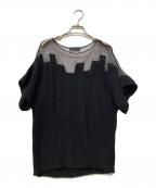 DIESEL Black Goldディーゼル ブラック ゴールド）の古着「ハーフスリーブメッシュ切替ラメニット」｜ブラック