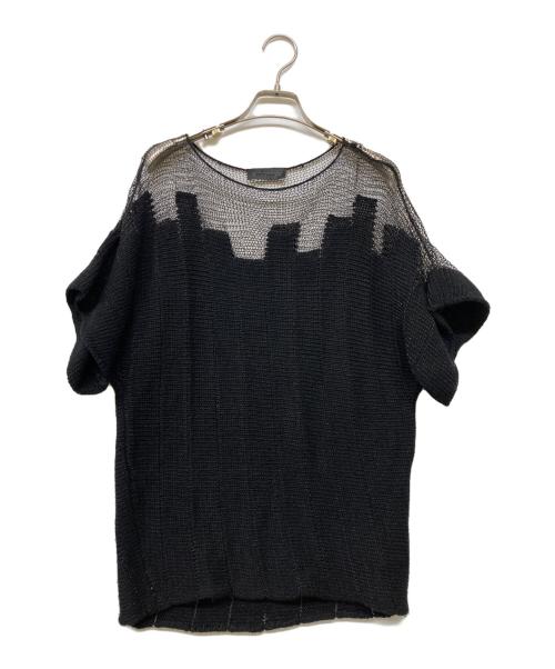 DIESEL Black Gold（ディーゼル ブラック ゴールド）DIESEL Black Gold (ディーゼル ブラック ゴールド) ハーフスリーブメッシュ切替ラメニット ブラック サイズ:Sの古着・服飾アイテム