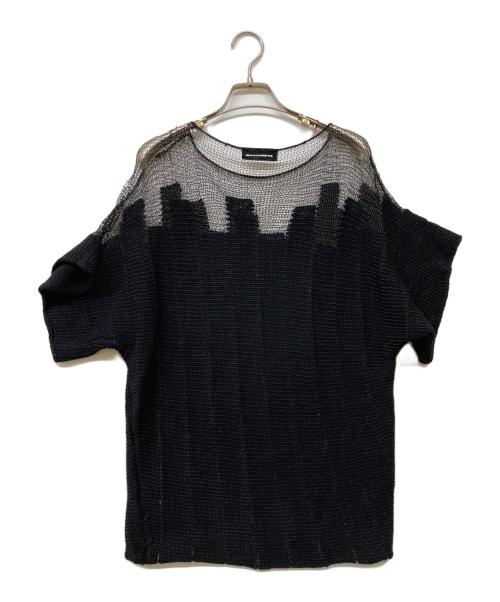 DIESEL Black Gold（ディーゼル ブラック ゴールド）DIESEL Black Gold (ディーゼル ブラック ゴールド) ハーフスリーブメッシュ切替ラメニット ブラック サイズ:Sの古着・服飾アイテム