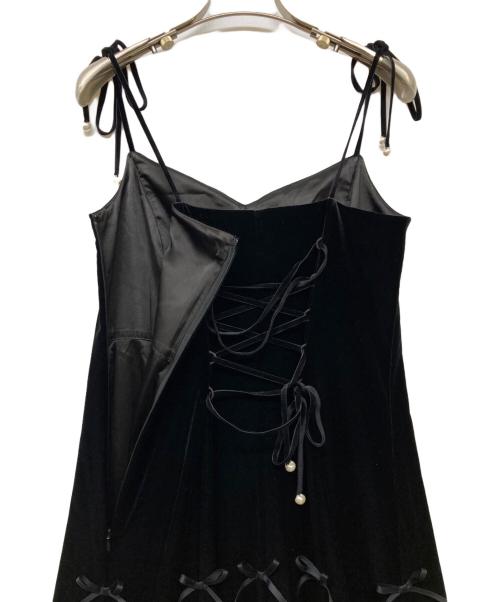 ROSY LUCE（ロージールーチェ）ROSY LUCE (ロージールーチェ) VELOURS RIBBON DRESS ブラック サイズ:Ｓの古着・服飾アイテム