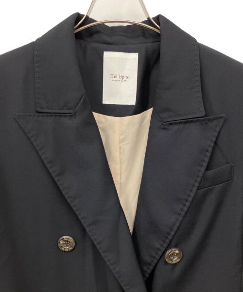HER LIP TO（ハーリップトゥ）Her lip to (ハーリップトゥ) Double Breasted Twill Long Blazer ネイビー サイズ:Sの古着・服飾アイテム