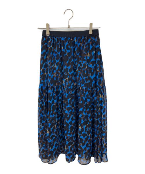 ANAYI（アナイ）ANAYI (アナイ) モザイクレオパードティアード スカート ブルー サイズ:36の古着・服飾アイテム
