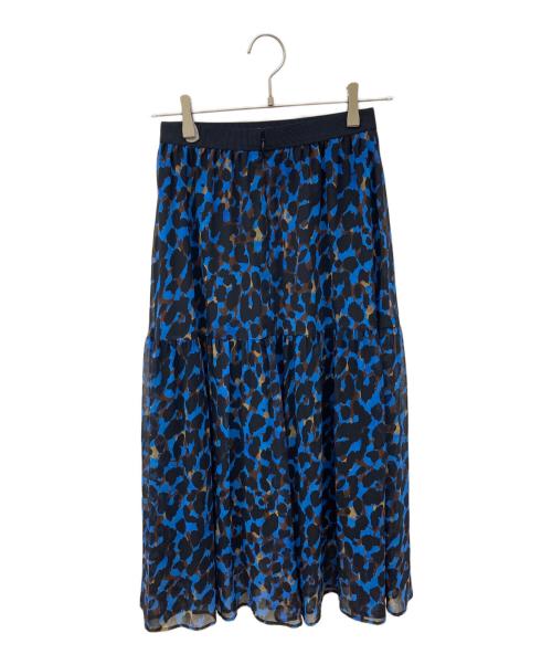 ANAYI（アナイ）ANAYI (アナイ) モザイクレオパードティアード スカート ブルー サイズ:36の古着・服飾アイテム