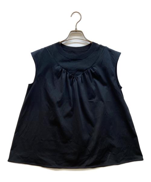 ANAYI（アナイ）ANAYI (アナイ) コットン天竺ニットドッキングカットソー ブラック サイズ:36の古着・服飾アイテム