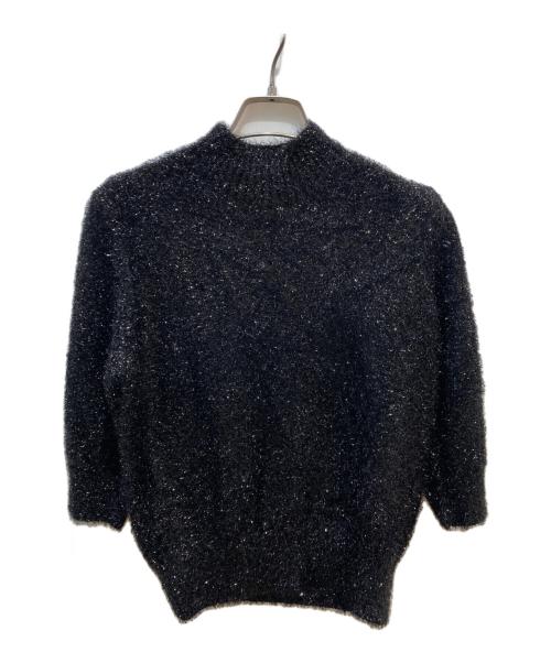 ANAYI（アナイ）ANAYI (アナイ) フィルムモールハーフスリーブニット ブラック サイズ:38 未使用品の古着・服飾アイテム