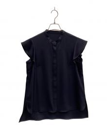 ANAYI（アナイ）の古着「ストレッチサテンフレア袖 ブラウス」｜ネイビー