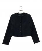 ANAYIアナイ）の古着「モノトーンワッフルノーカラー ジャケット」｜ブラック