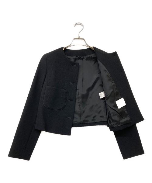 ANAYI（アナイ）ANAYI (アナイ) モノトーンワッフルノーカラー ジャケット ブラック サイズ:36の古着・服飾アイテム