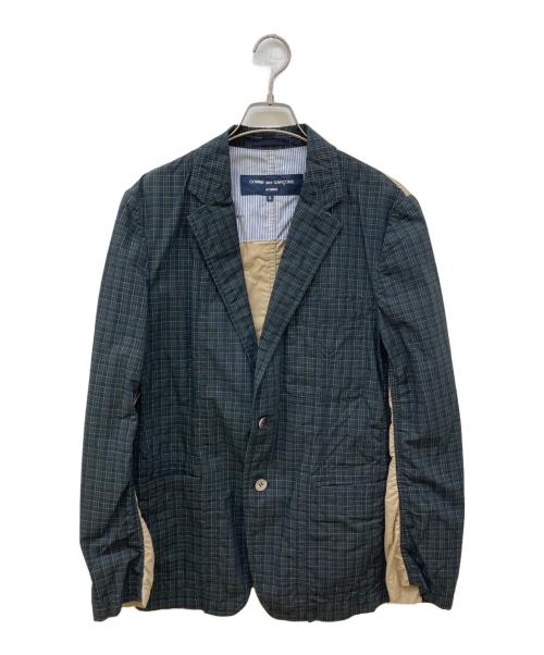 COMME des GARCONS HOMME（コムデギャルソン オム）COMME des GARCONS HOMME (コムデギャルソン オム) 切替チェック2Bジャケット ネイビー サイズ:Sの古着・服飾アイテム