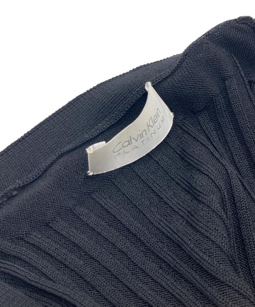 Calvin Klein platinum（カルバンクラインプラチナム）Calvin Klein platinum (カルバンクラインプラチナム) スリットロングリブカーディガン ブラック サイズ:4の古着・服飾アイテム