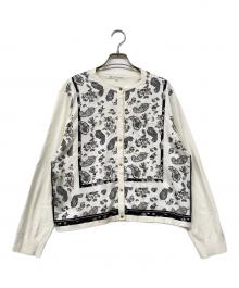 23区（ニジュウサンク）の古着「スカーフパネルプリント カーディガン」｜ホワイト