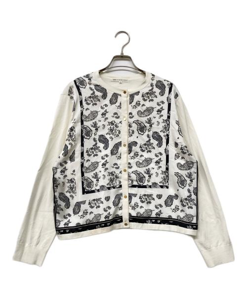 23区（ニジュウサンク）23区 (ニジュウサンク) スカーフパネルプリント カーディガン ホワイト サイズ:46の古着・服飾アイテム