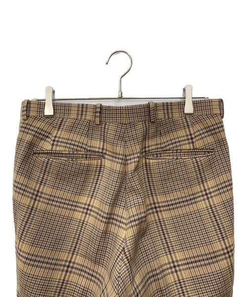 AURALEE（オーラリー）AURALEE (オーラリー) WOOL SERGE CHECK NARROW SLACKS ブラウン サイズ:SIZE 4の古着・服飾アイテム