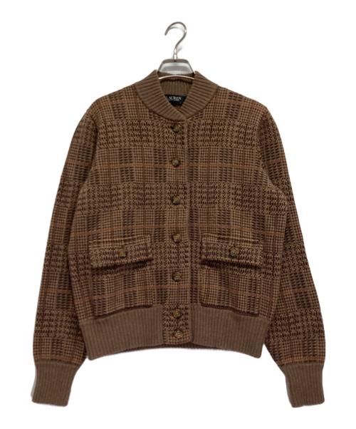 LAUREN RALPH LAUREN（ローレンラルフローレン）LAUREN RALPH LAUREN (ローレンラルフローレン) ニットジャケット ブラウン サイズ:Mの古着・服飾アイテム