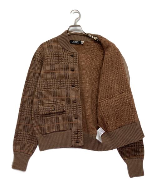 LAUREN RALPH LAUREN（ローレンラルフローレン）LAUREN RALPH LAUREN (ローレンラルフローレン) ニットジャケット ブラウン サイズ:Mの古着・服飾アイテム