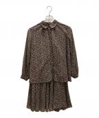 OBLIオブリ）の古着「フラワーシフォンラウンドカラーブラウス&スカート」｜ブラック