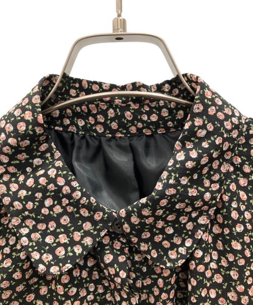 OBLI（オブリ）OBLI (オブリ) フラワーシフォンラウンドカラーブラウス&スカート ブラック サイズ:フリーの古着・服飾アイテム