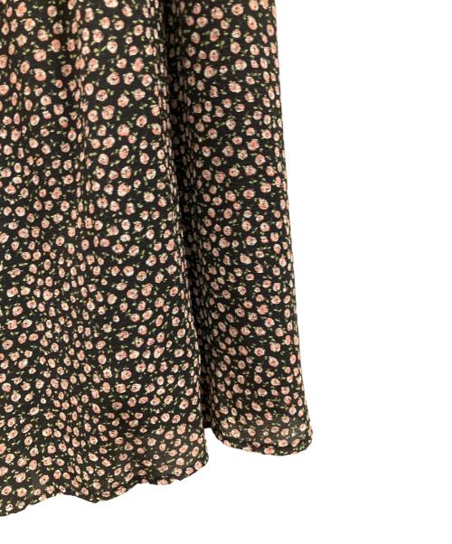 OBLI（オブリ）OBLI (オブリ) フラワーシフォンラウンドカラーブラウス&スカート ブラック サイズ:フリーの古着・服飾アイテム