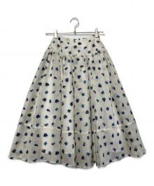OBLI（オブリ）の古着「スカラップジャガードスカート」｜ホワイト