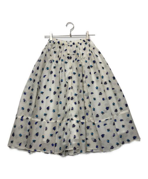 OBLI（オブリ）OBLI (オブリ) スカラップジャガードスカート ホワイトの古着・服飾アイテム