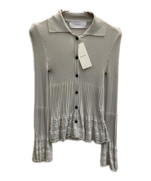 MURRAL（ミューラル）MURRAL (ミューラル) Emerge flower knit shirt cardigan ライトグレー サイズ:フリーの古着・服飾アイテム