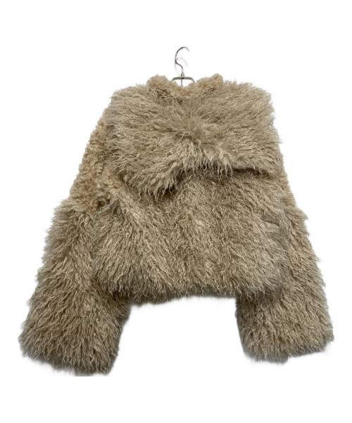 VIAVANDA（ヴィアヴァンダ）VIAVANDA (ヴィアヴァンダ) エコファーアシンメトリージャケット ベージュ サイズ:FREEの古着・服飾アイテム