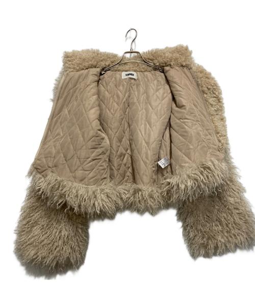 VIAVANDA（ヴィアヴァンダ）VIAVANDA (ヴィアヴァンダ) エコファーアシンメトリージャケット ベージュ サイズ:FREEの古着・服飾アイテム