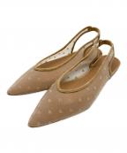 Sea Room lynnシールームリン）の古着「HEART TULLEストラップミュール」｜ベージュ