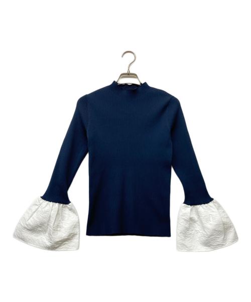 UNITED ARROWS（ユナイテッドアローズ）UNITED ARROWS (ユナイテッドアローズ) ジャカードコンビ フレアスリーブ ニット ネイビー サイズ:-の古着・服飾アイテム