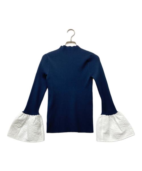 UNITED ARROWS（ユナイテッドアローズ）UNITED ARROWS (ユナイテッドアローズ) ジャカードコンビ フレアスリーブ ニット ネイビー サイズ:-の古着・服飾アイテム