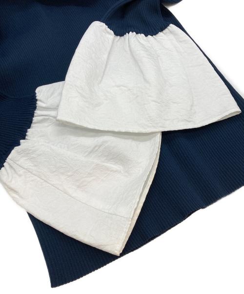 UNITED ARROWS（ユナイテッドアローズ）UNITED ARROWS (ユナイテッドアローズ) ジャカードコンビ フレアスリーブ ニット ネイビー サイズ:-の古着・服飾アイテム