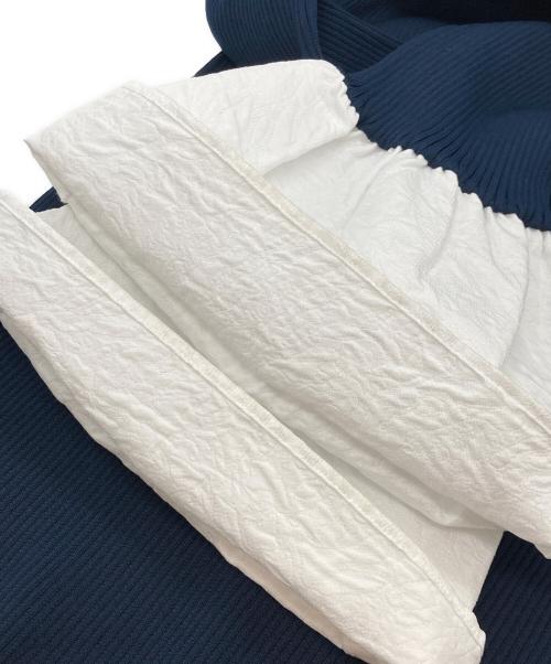 UNITED ARROWS（ユナイテッドアローズ）UNITED ARROWS (ユナイテッドアローズ) ジャカードコンビ フレアスリーブ ニット ネイビー サイズ:-の古着・服飾アイテム