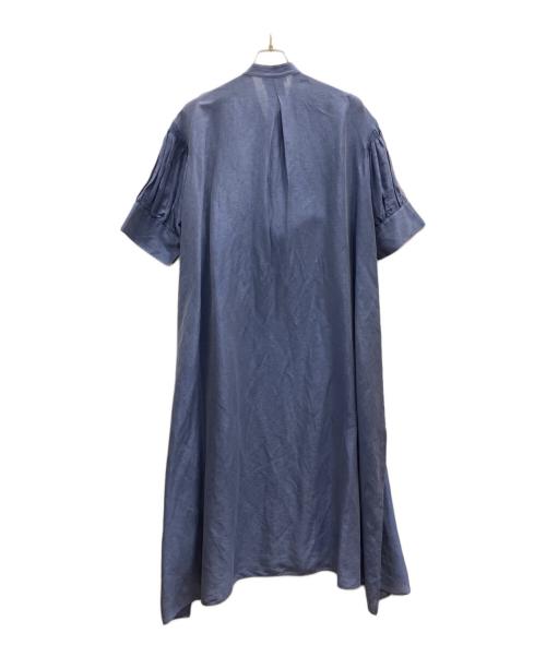 ebure（エブール）ebure (エブール) リネンシルクベルテッドシャツワンピース ブルー サイズ:38の古着・服飾アイテム