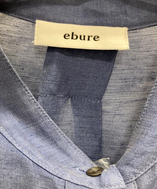 ebure（エブール）ebure (エブール) リネンシルクベルテッドシャツワンピース ブルー サイズ:38の古着・服飾アイテム