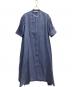 ebure（エブール）の古着「リネンシルクベルテッドシャツワンピース」｜ブルー