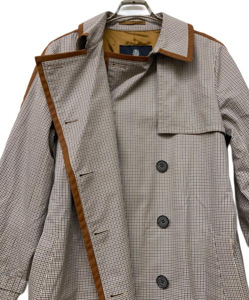 Aquascutum（アクアスキュータム）Aquascutum (アクアスキュータム) マイクロクラブチェックコート ブラウン サイズ:10の古着・服飾アイテム