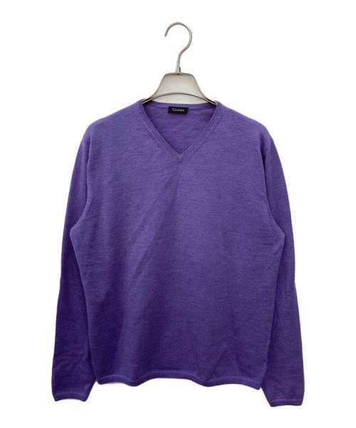 Cruciani（クルチアーニ）CRUCIANI (クルチアーニ) ウールVネックニット パープル サイズ:SIZE 48の古着・服飾アイテム