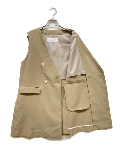 NOLLEY'S sophi（ノーリーズソフィー）NOLLEY'S sophi (ノーリーズソフィー) 梳毛調合繊スリットジレ ベージュ サイズ:38の古着・服飾アイテム