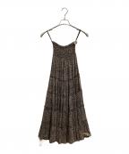 LUSANAルサーナ）の古着「RUFFLE TIRED MAXI SKIRT」｜ブラウン