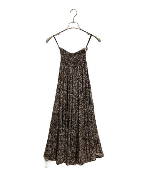 LUSANA（ルサーナ）LUSANA (ルサーナ) RUFFLE TIRED MAXI SKIRT ブラウン サイズ:Ｓの古着・服飾アイテム