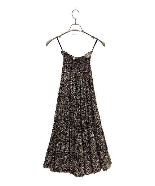 LUSANA（ルサーナ）LUSANA (ルサーナ) RUFFLE TIRED MAXI SKIRT ブラウン サイズ:Ｓの古着・服飾アイテム