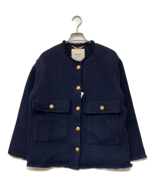 journal standard L'essage（ジャーナルスタンダード レサージュ）journal standard L'essage (ジャーナルスタンダード レサージュ) GIOLICAツイードワイドジャケット ネイビー サイズ:Freeの古着・服飾アイテム