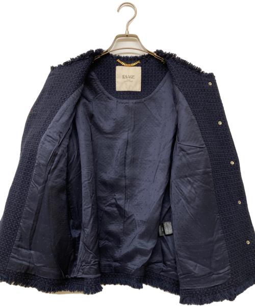 journal standard L'essage（ジャーナルスタンダード レサージュ）journal standard L'essage (ジャーナルスタンダード レサージュ) GIOLICAツイードワイドジャケット ネイビー サイズ:Freeの古着・服飾アイテム