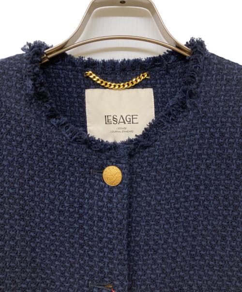 journal standard L'essage（ジャーナルスタンダード レサージュ）journal standard L'essage (ジャーナルスタンダード レサージュ) GIOLICAツイードワイドジャケット ネイビー サイズ:Freeの古着・服飾アイテム