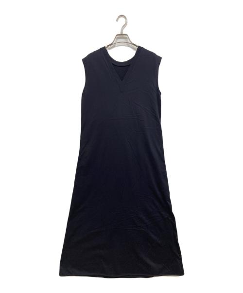 CINOH（チノ）CINOH (チノ) Demi-Luxe Beams (デミルクス ビームス) 別注パール付ワンピース ネイビー サイズ:Mの古着・服飾アイテム