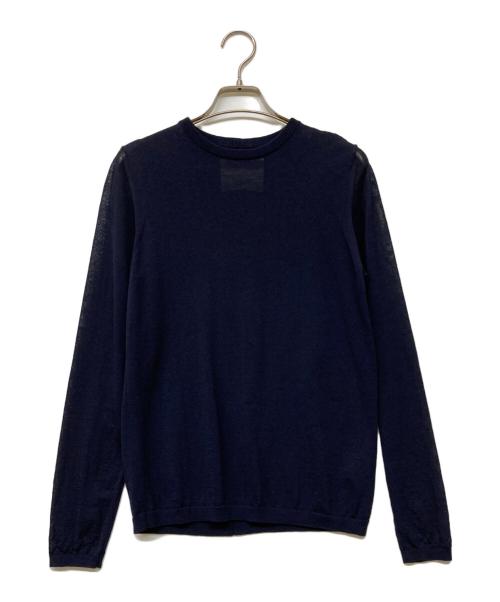 AK+1（エーケーワン）AK+1 (エーケーワン) ウールナイロン シアースリーブ クルーネックニット ネイビー サイズ:-の古着・服飾アイテム