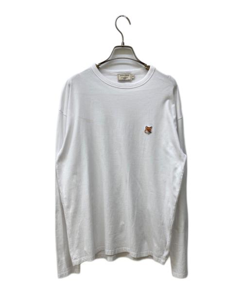 maison kitsune（メゾンキツネ）MAISON KITSUNE (メゾンキツネ) FOX HEAD PATCH REGULAR LONG-SLEEVED TEE-SHIRT ホワイト サイズ:Sの古着・服飾アイテム